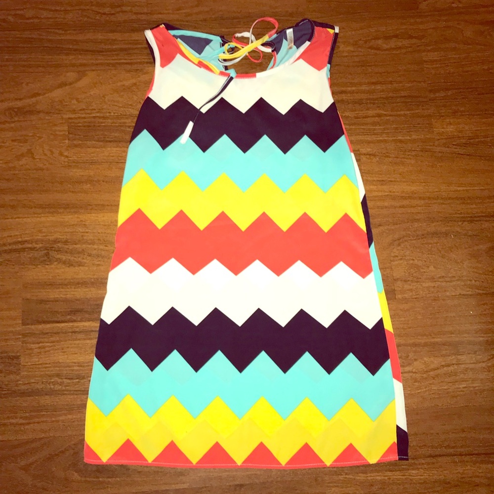 Chevron patterned mini dress